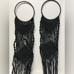 2 Black Macrame plant holders